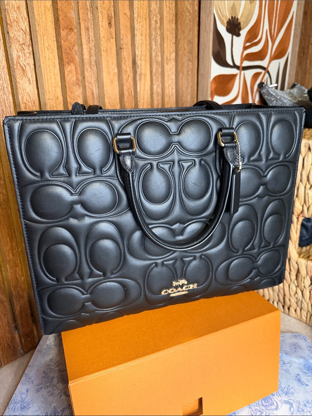 Coach Black Quilted Signature Leather On the go tote